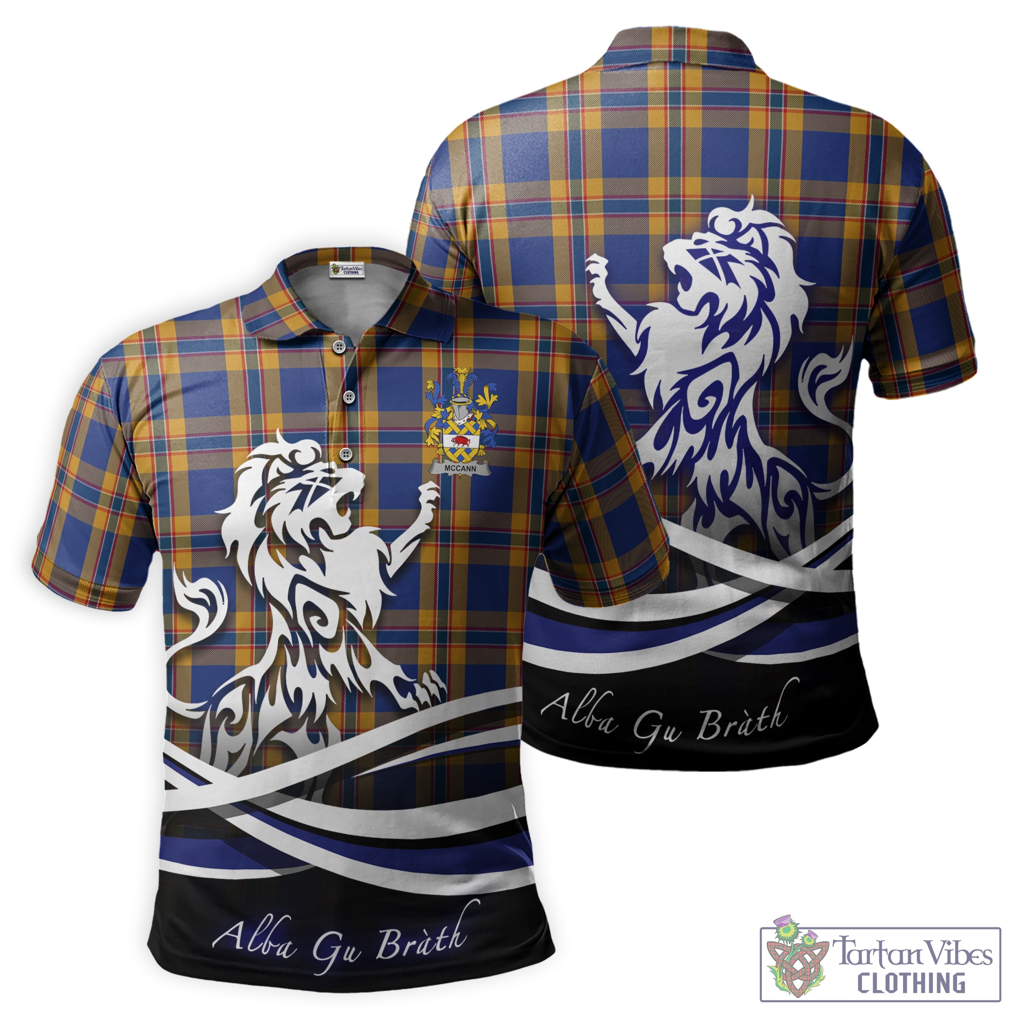 McCann Tartan Polo Shirt with Alba Gu Brath Regal Lion Emblem