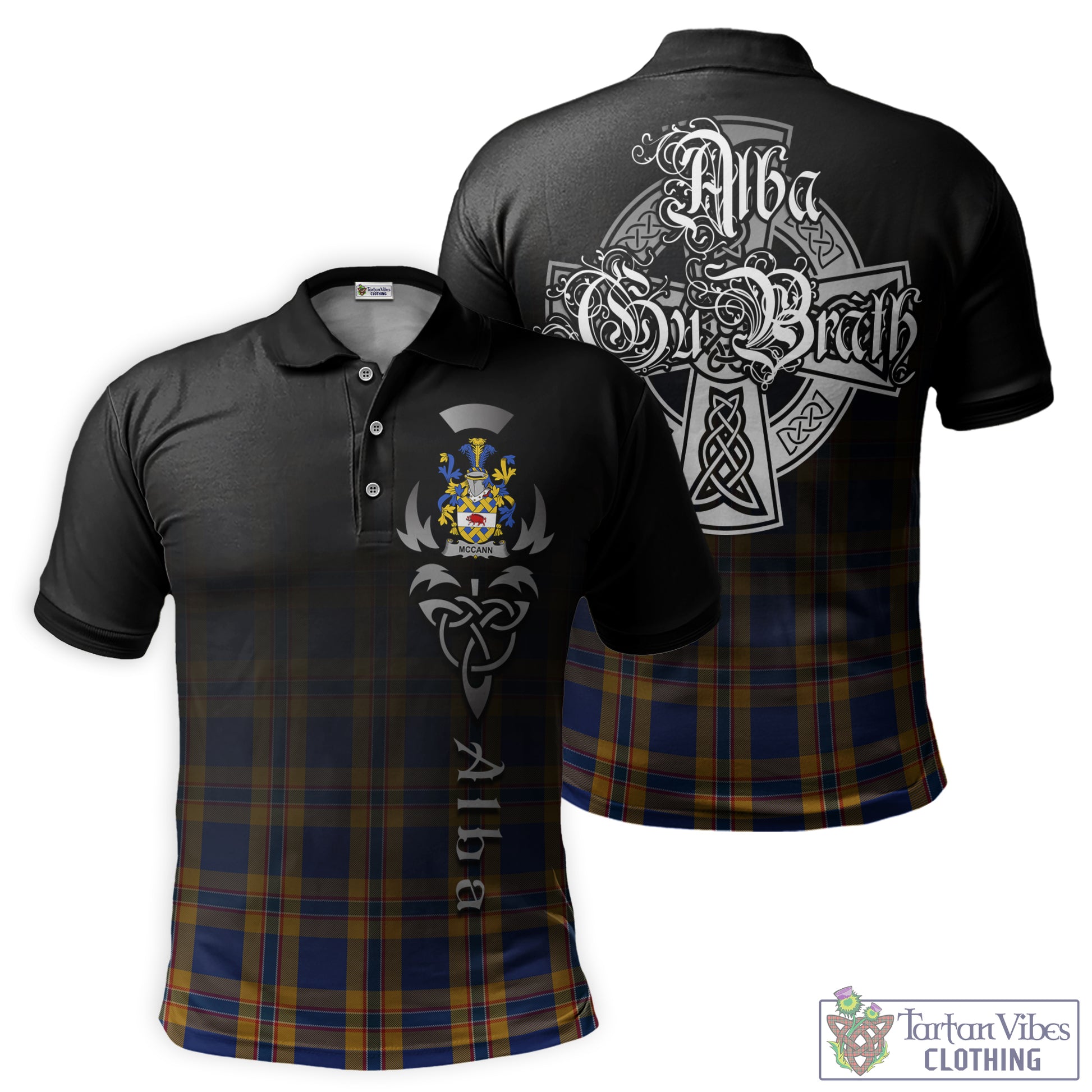 McCann Tartan Polo Shirt Featuring Alba Gu Brath Family Crest Celtic Inspired Kid - Tartan Vibes Clothing