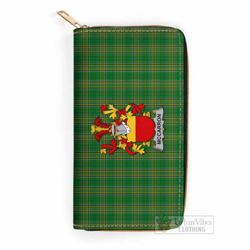 McCarron Irish Clan Tartan Women's Leather Wallet with Coat of Arms One Size 19.7*10.5*3.5 cm - Tartan Vibes Clothing