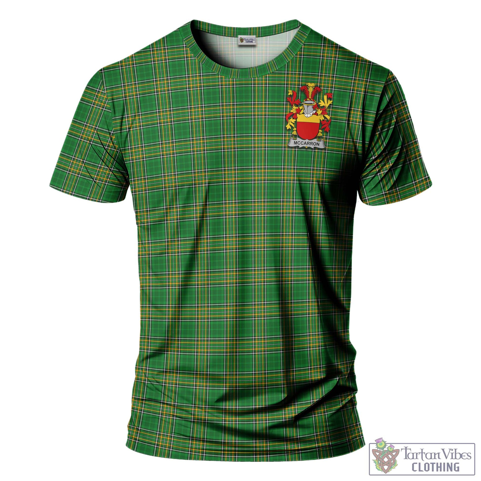 Tartan Vibes Clothing McCarron Ireland Clan Tartan T-Shirt with Family Seal