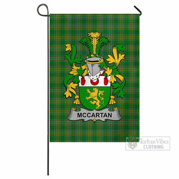 McCartan Irish Clan Tartan Flag with Coat of Arms