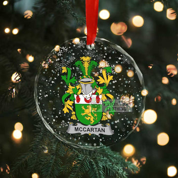 McCartan Irish Clan Christmas Glass Ornament with Coat of Arms