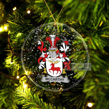 McCarthy Irish Clan Christmas Glass Ornament with Coat of Arms