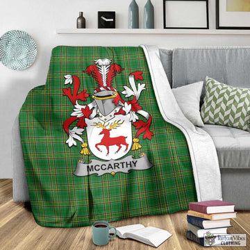 McCarthy Irish Clan Tartan Blanket with Coat of Arms - Tartan Vibes Clothing