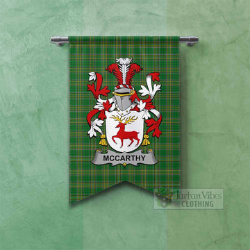McCarthy Irish Clan Tartan Gonfalon, Tartan Banner with Coat of Arms Fishtail - Tartan Vibes Clothing