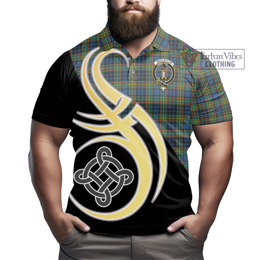 Tartan Vibes Clothing McClellan Ancient Tartan Polo Shirt with Family Crest and Celtic Symbol Style