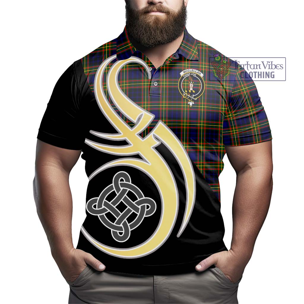 Tartan Vibes Clothing McClellan Modern Tartan Polo Shirt with Family Crest and Celtic Symbol Style