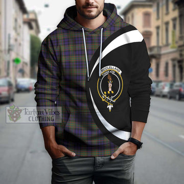 McClelland Tartan Hoodie with Family Crest Circle Style