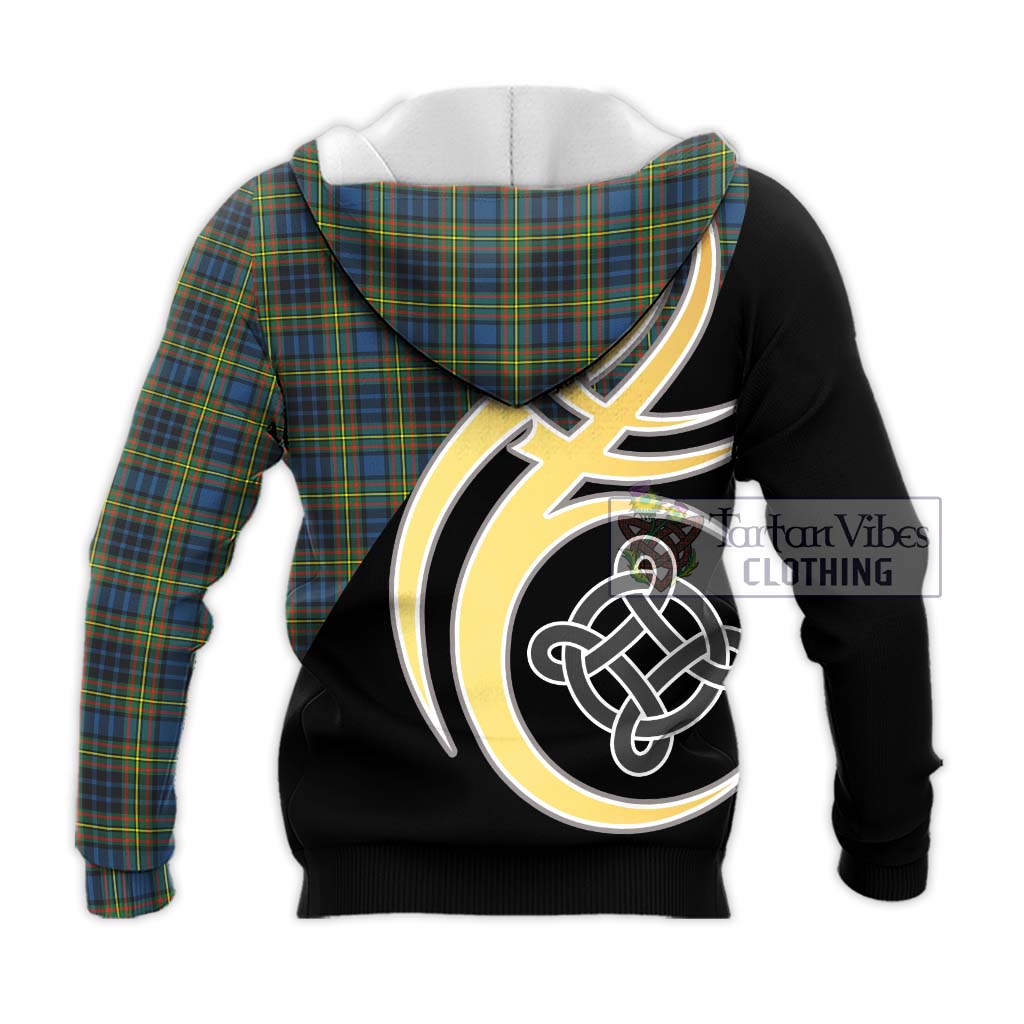 Tartan Vibes Clothing McClelland Ancient Tartan Knitted Hoodie with Family Crest and Celtic Symbol Style