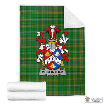 McClintock Irish Clan Tartan Blanket with Coat of Arms X-Large 59 x 79 inches 150 x 200 cm - Tartan Vibes Clothing