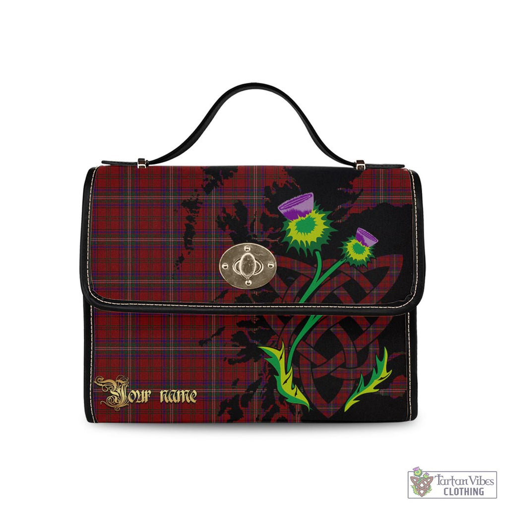 McClure Tartan Waterproof Canvas Bag with Scotland Map and Thistle Celtic Accents Black Leather Strap One Size 10.5*20*27cm - Tartan Vibes Clothing