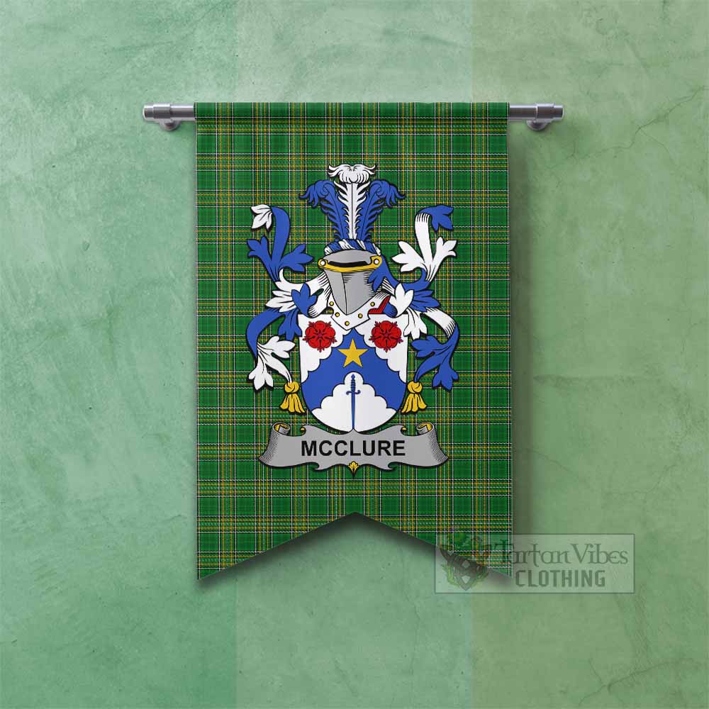 McClure Irish Clan Tartan Gonfalon, Tartan Banner with Coat of Arms Fishtail - Tartan Vibes Clothing