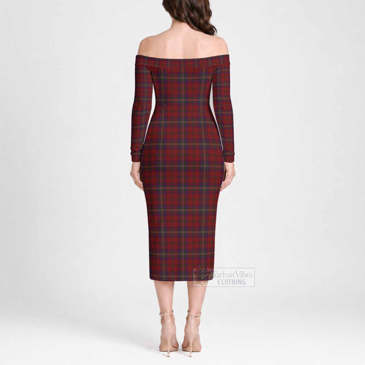 McClure Tartan Off Shoulder Long Sleeve Dress - Tartan Vibes Clothing