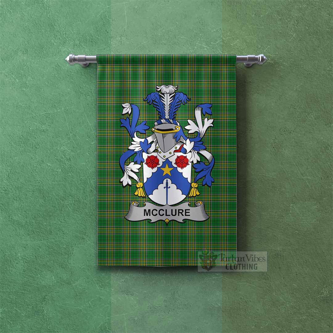 McClure Irish Clan Tartan Gonfalon, Tartan Banner with Coat of Arms Rectangle - Tartan Vibes Clothing