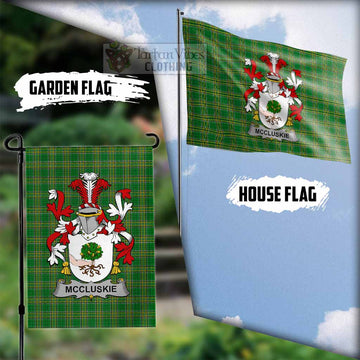 McCluskie Irish Clan Tartan Flag with Coat of Arms