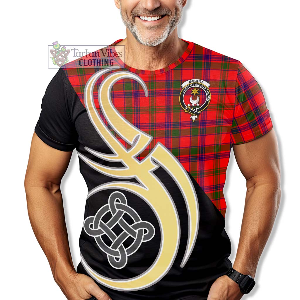 Tartan Vibes Clothing McColl Modern Tartan T-Shirt with Family Crest and Celtic Symbol Style