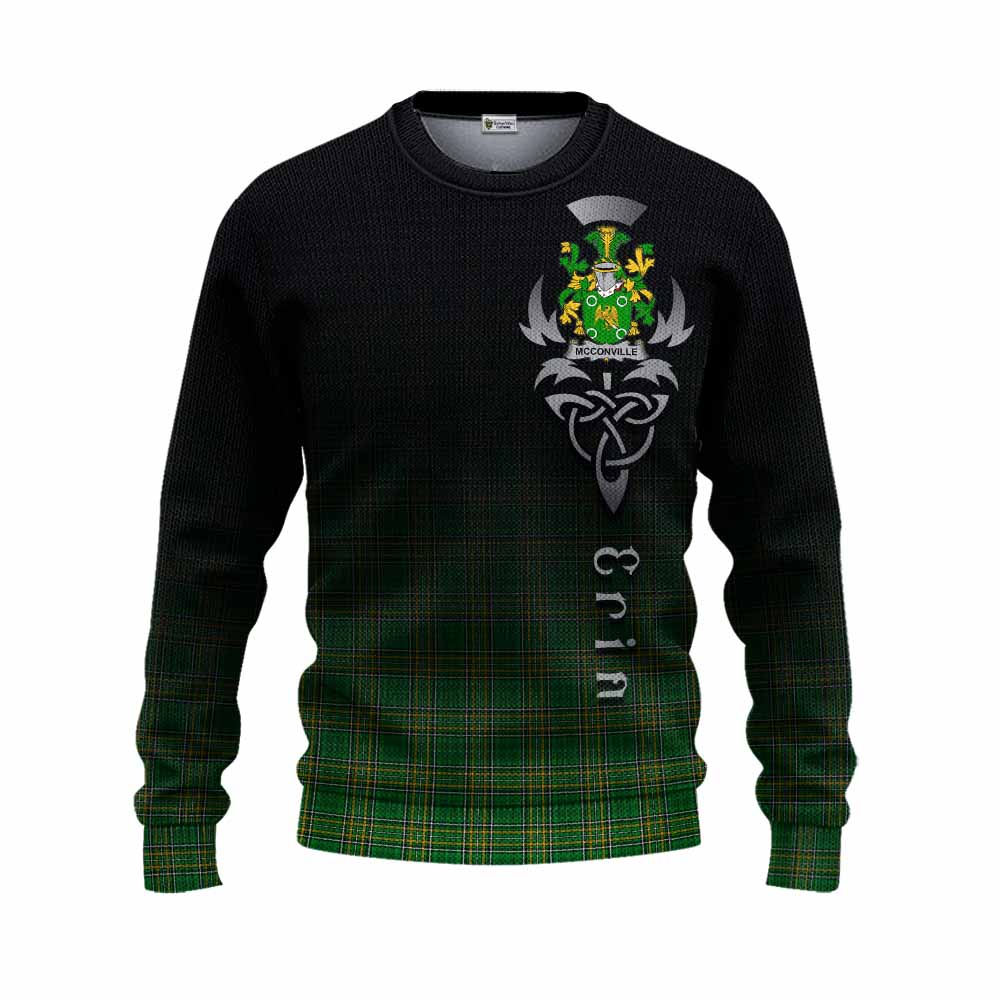 McConville Irish Clan Knitted Sweater with Coat of Arms Erin Go Bragh Celtic Inspired Unisex - Tartan Vibes Clothing