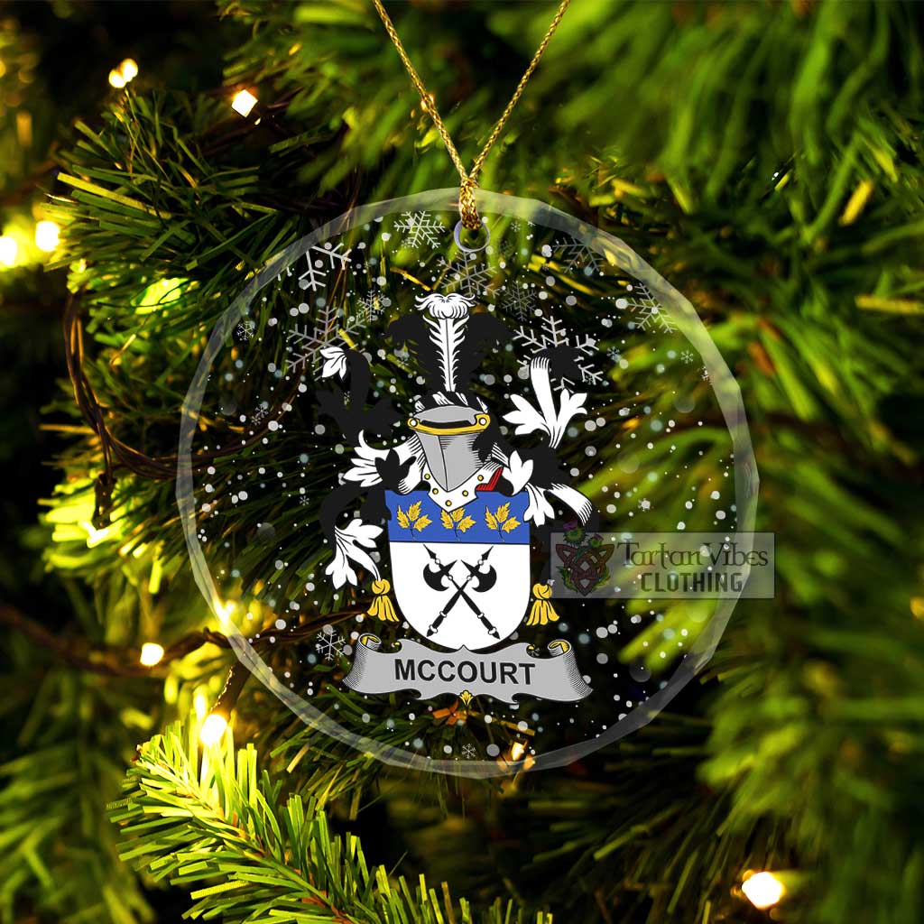 Tartan Vibes Clothing McCourt Irish Clan Christmas Glass Ornament with Coat of Arms