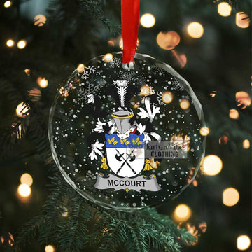 McCourt Irish Clan Christmas Glass Ornament with Coat of Arms