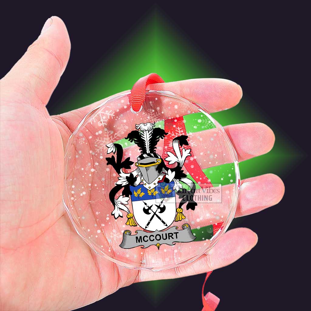 Tartan Vibes Clothing McCourt Irish Clan Christmas Glass Ornament with Coat of Arms