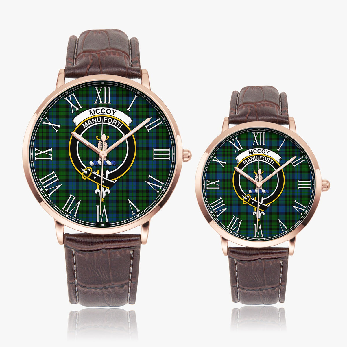McCoy Tartan Family Crest Leather Strap Quartz Watch - Tartan Vibes Clothing