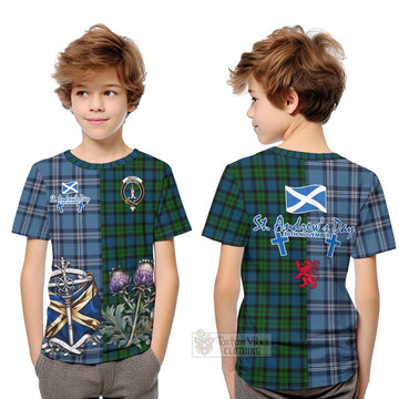 McCoy Tartan Kid T-Shirt Happy St. Andrew's Day Half Tartan Style Youth XL Size14 - Tartan Vibes Clothing