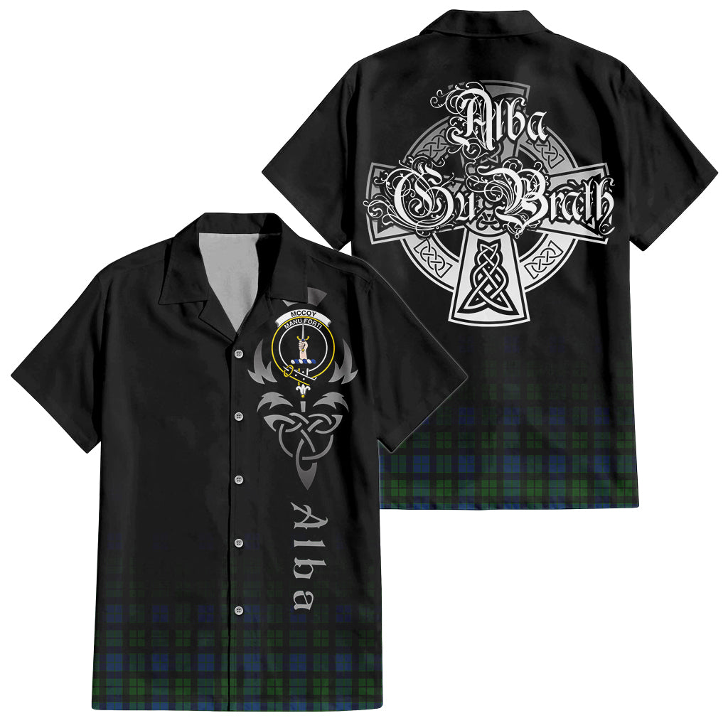 Tartan Vibes Clothing McCoy Tartan Short Sleeve Button Up Featuring Alba Gu Brath Family Crest Celtic Inspired