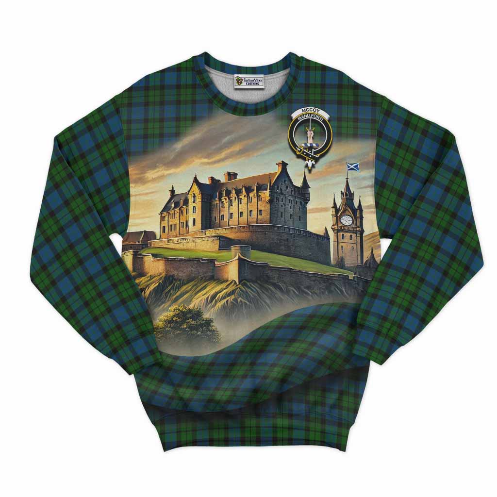 McCoy Tartan Family Crest Sweatshirt with Scottish Ancient Castle Style Unisex - Tartan Vibes Clothing