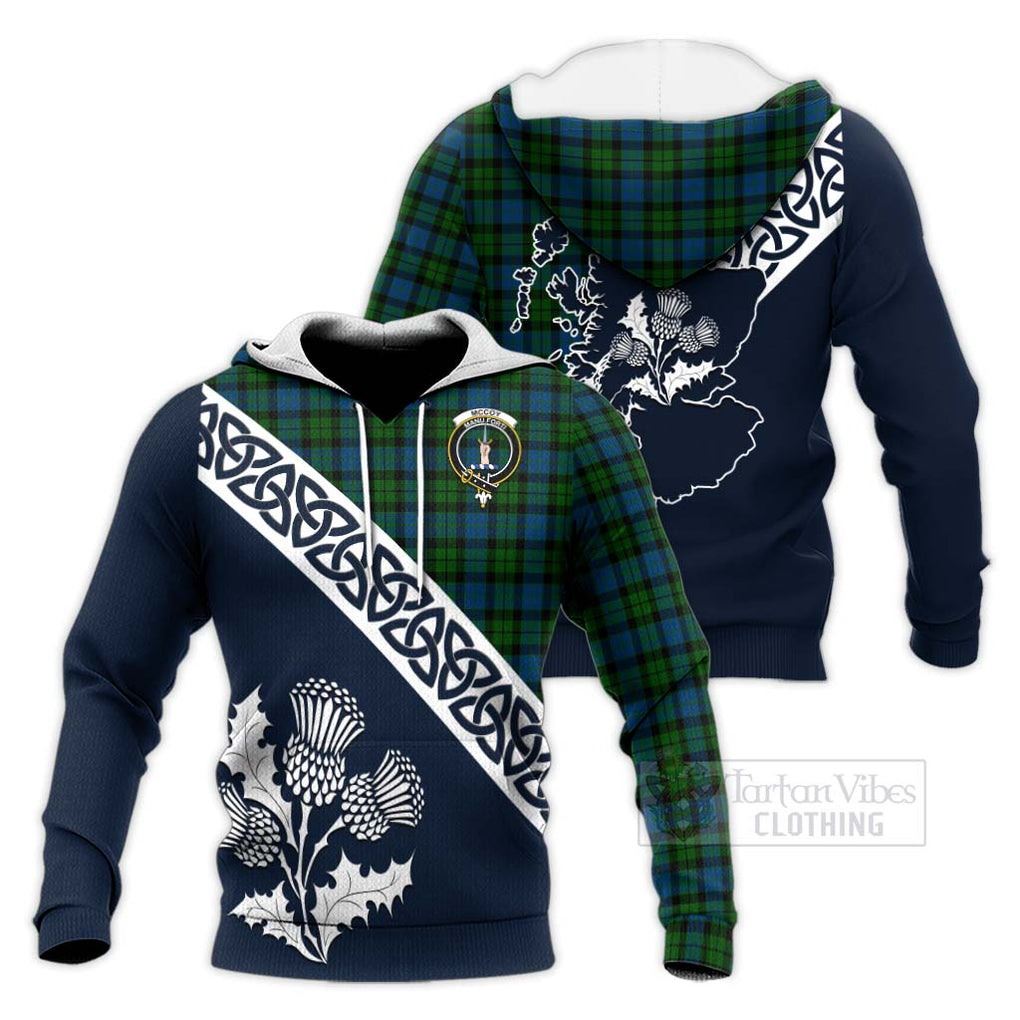 McCoy Tartan Knitted Hoodie Featuring Thistle and Scotland Map Unisex Knitted Pullover Hoodie - Tartan Vibes Clothing