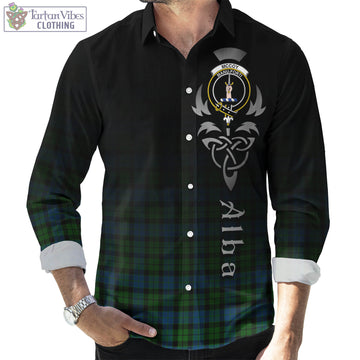 McCoy Tartan Long Sleeve Button Up Featuring Alba Gu Brath Family Crest Celtic Inspired