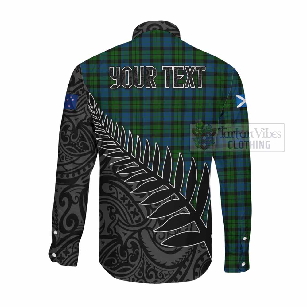 Tartan Vibes Clothing McCoy Crest Tartan Long Sleeve Button Shirt with New Zealand Silver Fern Half Style