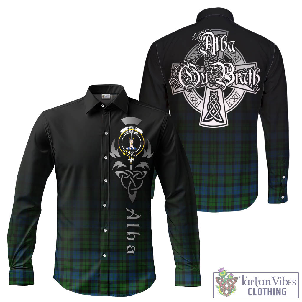 Tartan Vibes Clothing McCoy Tartan Long Sleeve Button Up Featuring Alba Gu Brath Family Crest Celtic Inspired