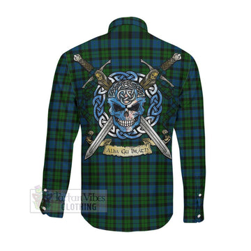 McCoy Tartan Long Sleeve Button Shirt with Family Crest Celtic Skull Style