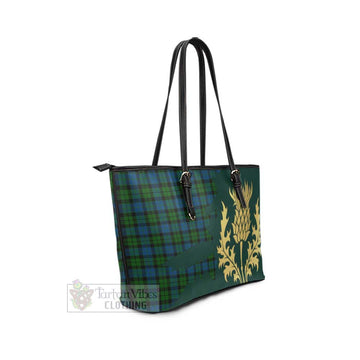 McCoy Tartan Leather Tote Bag Gold Thistle Style - Tartan Vibes Clothing