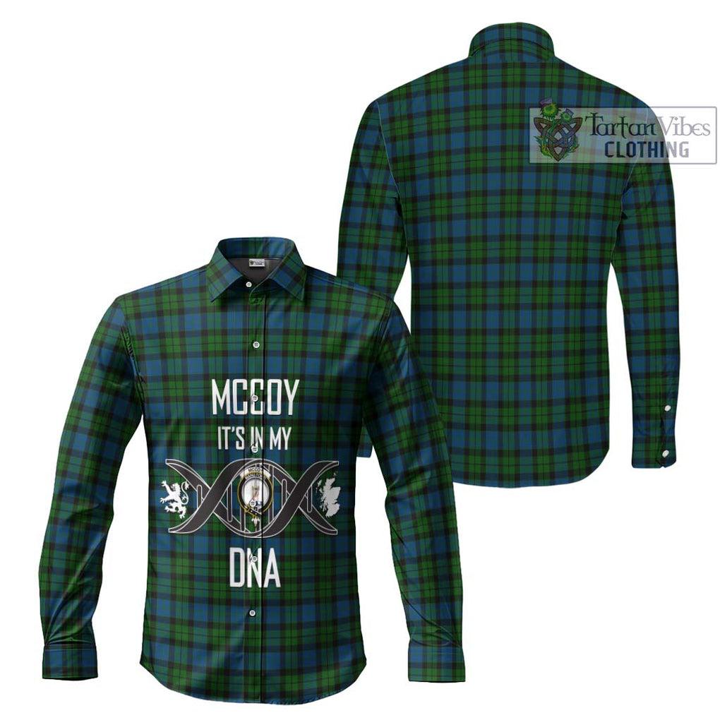 McCoy Tartan Long Sleeve Button Shirt with Family Crest DNA In Me Style Men's Shirt - Tartanvibesclothing Shop