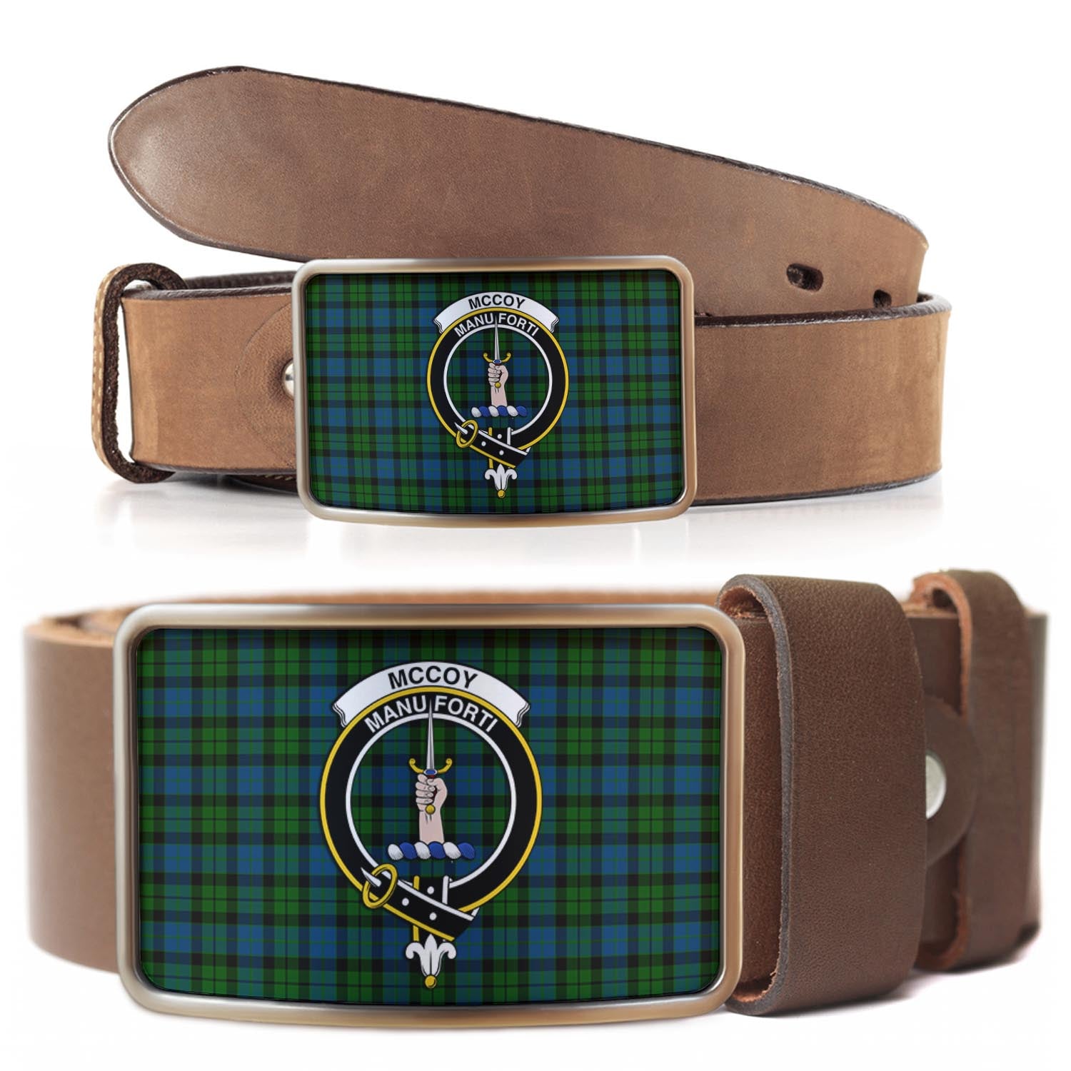 McCoy Tartan Belt Buckles with Family Crest - Tartan Vibes Clothing