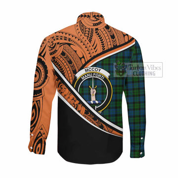 McCoy Crest Tartan Long Sleeve Button Shirt with Polynesian Vibes Style - Orange Version