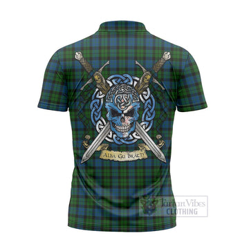 McCoy Tartan Zipper Polo Shirt with Family Crest Celtic Skull Style - Tartan Vibes Clothing