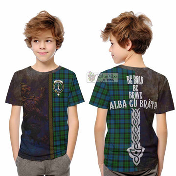 McCoy Tartan Family Crest Kid T-Shirt Alba Gu Brath Be Brave Lion Ancient Style - Tartan Vibes Clothing