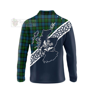 McCoy Tartan Long Sleeve Polo Shirt Featuring Thistle and Scotland Map - Tartan Vibes Clothing