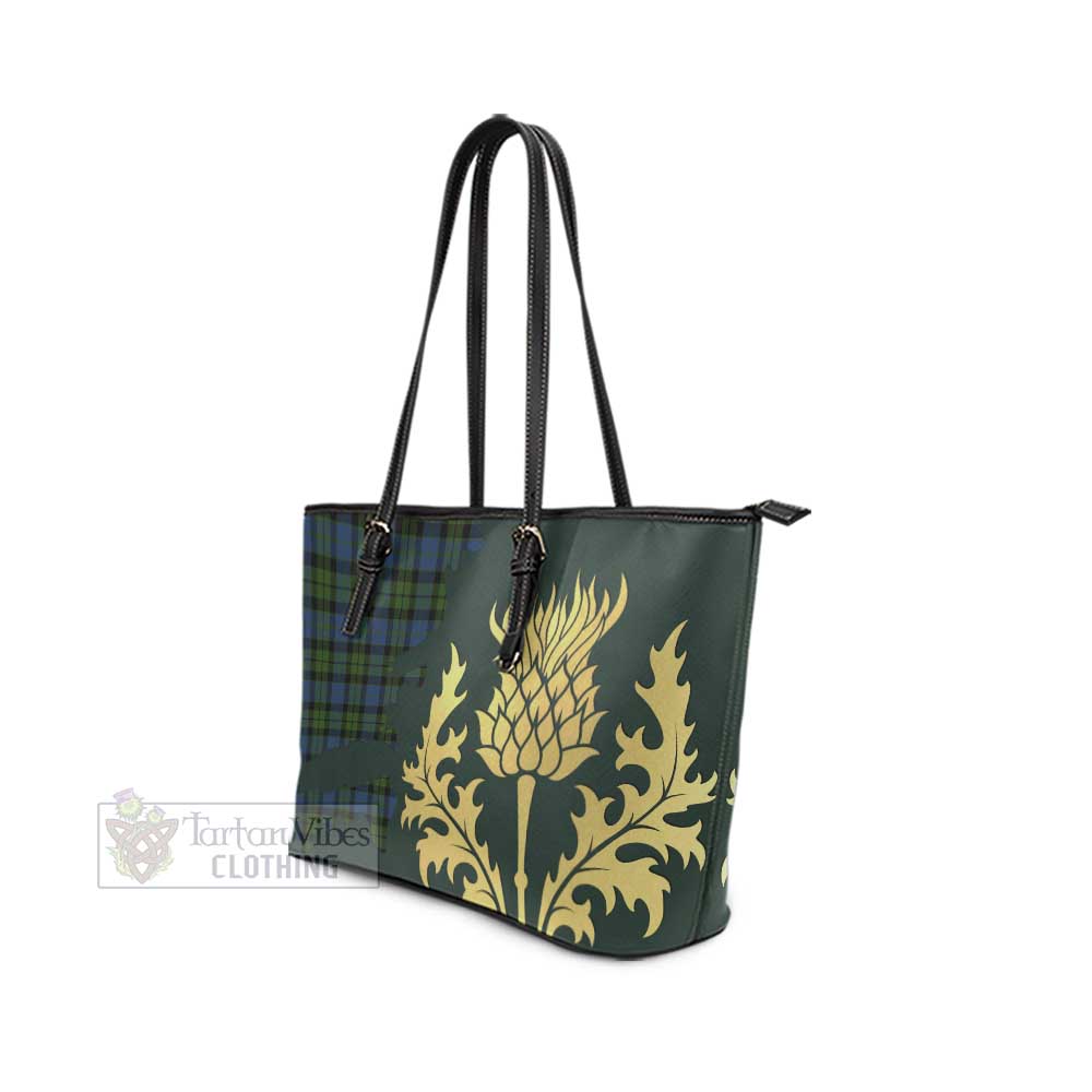 McCoy Tartan Leather Tote Bag Gold Thistle Style - Tartan Vibes Clothing