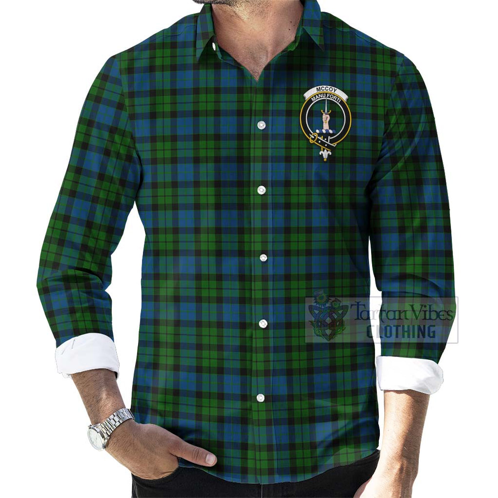 Tartan Vibes Clothing McCoy Tartan Long Sleeve Button Shirt with Family Crest and Bearded Skull Holding Bottles of Whiskey