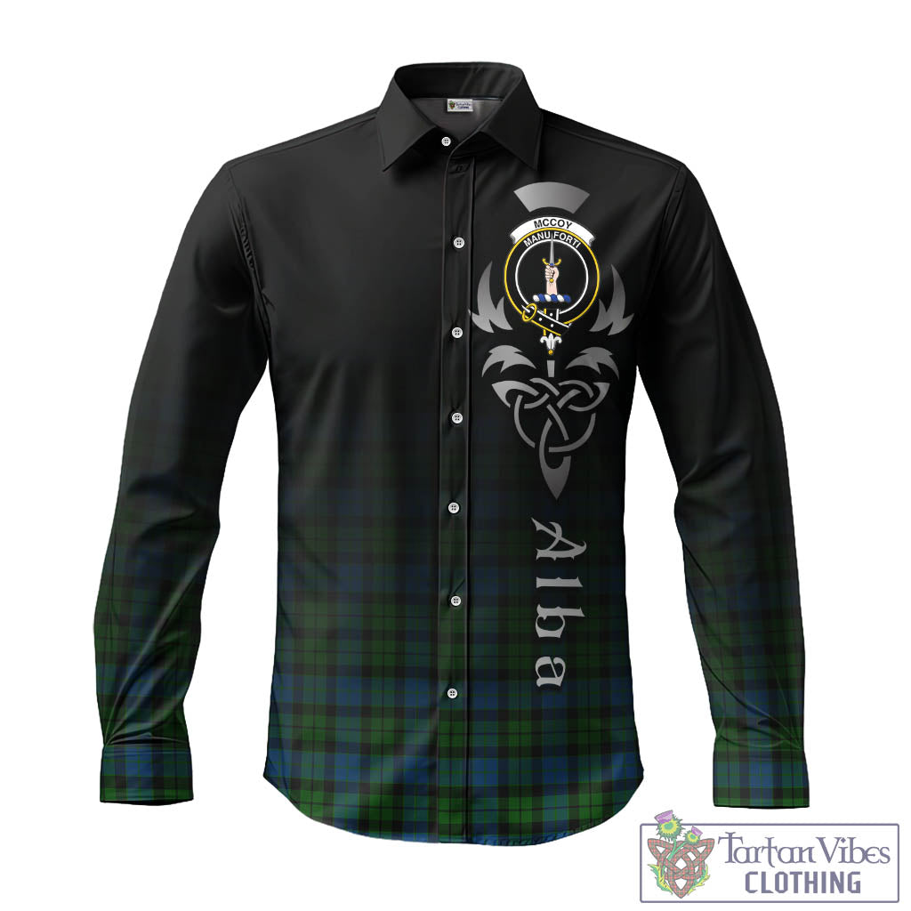 Tartan Vibes Clothing McCoy Tartan Long Sleeve Button Up Featuring Alba Gu Brath Family Crest Celtic Inspired