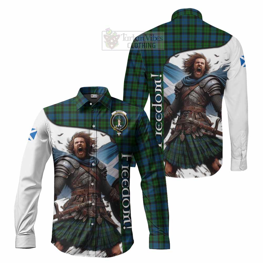 Tartan Vibes Clothing McCoy Crest Tartan Long Sleeve Button Shirt Inspired by the Freedom of Scottish Warrior