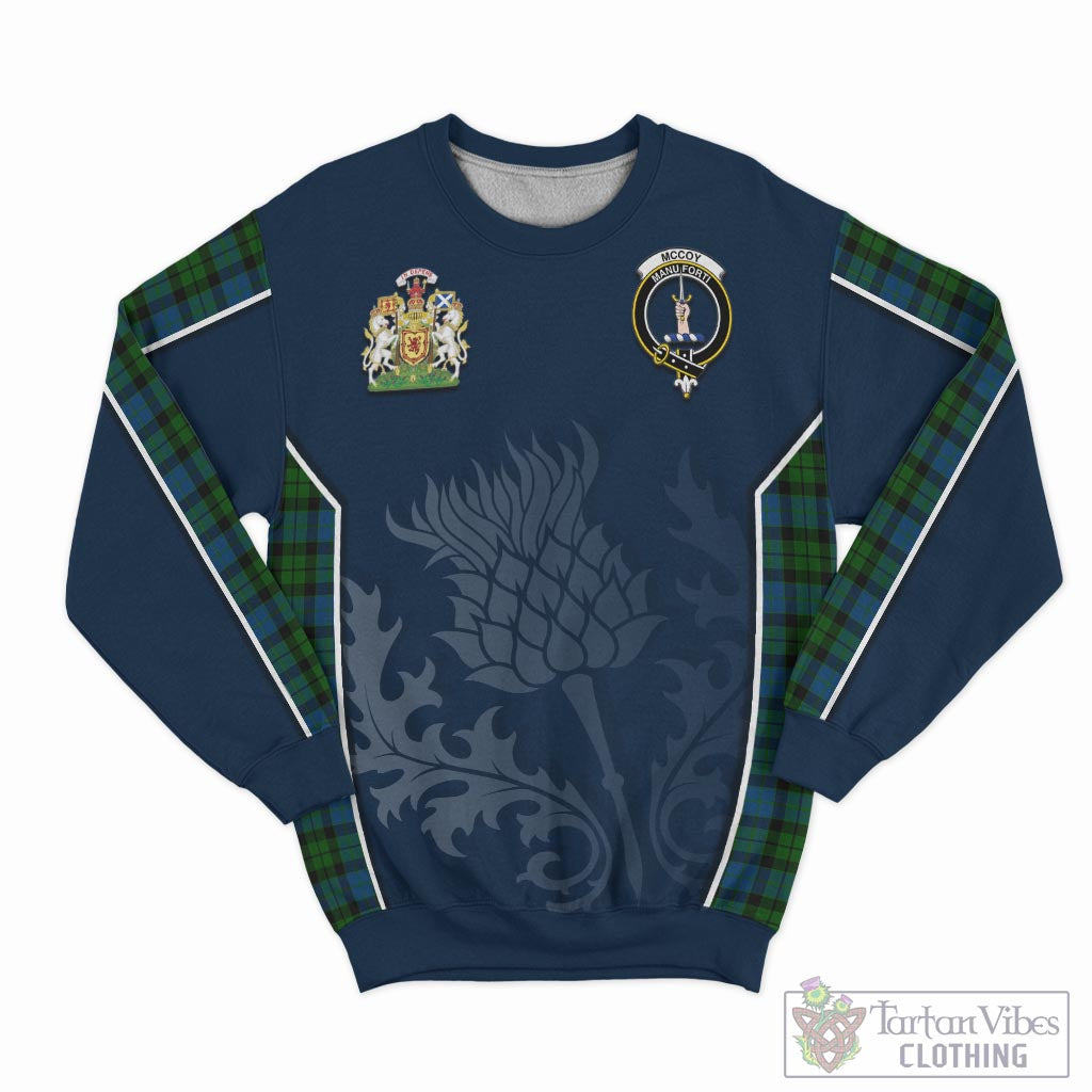 Tartan Vibes Clothing McCoy Tartan Sweatshirt with Family Crest and Scottish Thistle Vibes Sport Style