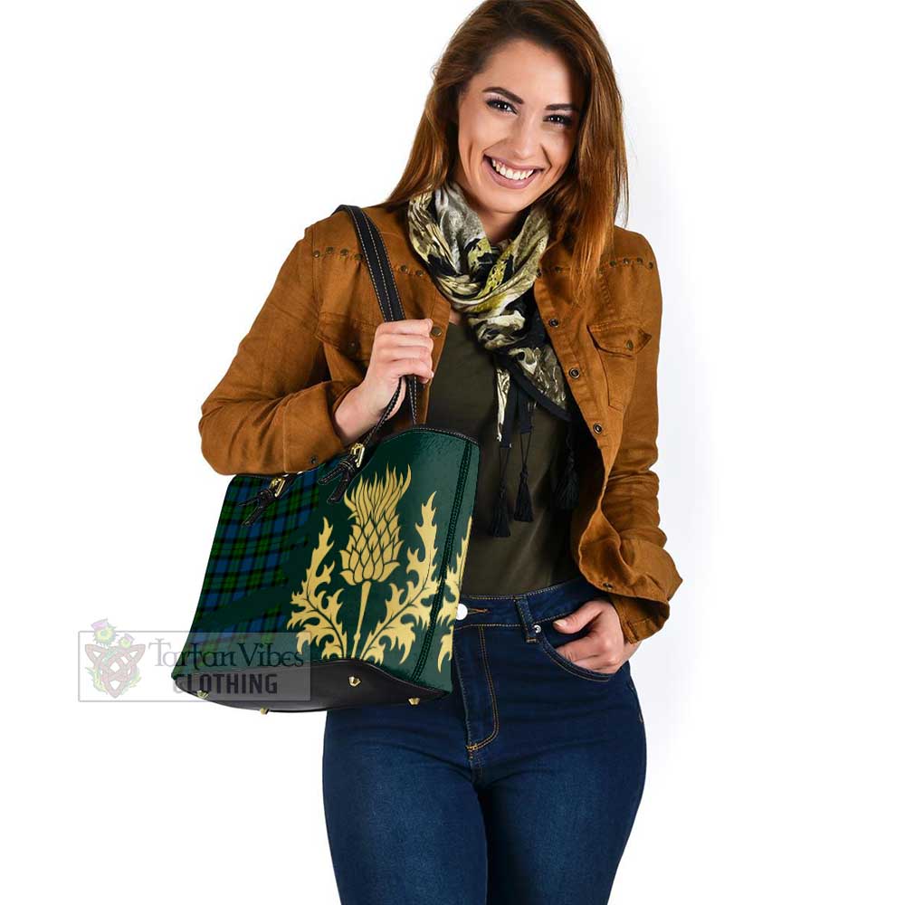 McCoy Tartan Leather Tote Bag Gold Thistle Style - Tartan Vibes Clothing