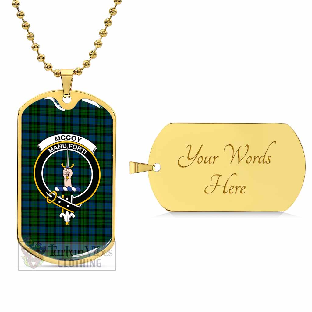 McCoy Tartan Dog Tag Necklace with Family Crest Gold Yes - Tartan Vibes Clothing