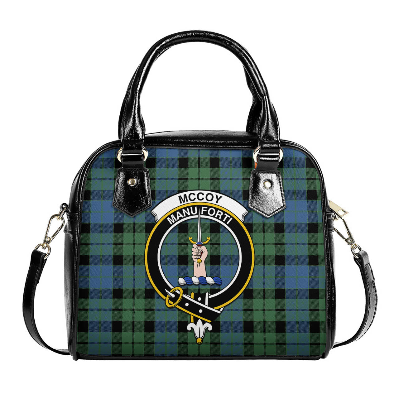 McCoy Ancient Tartan Shoulder Handbags with Family Crest One Size 6*25*22 cm - Tartanvibesclothing