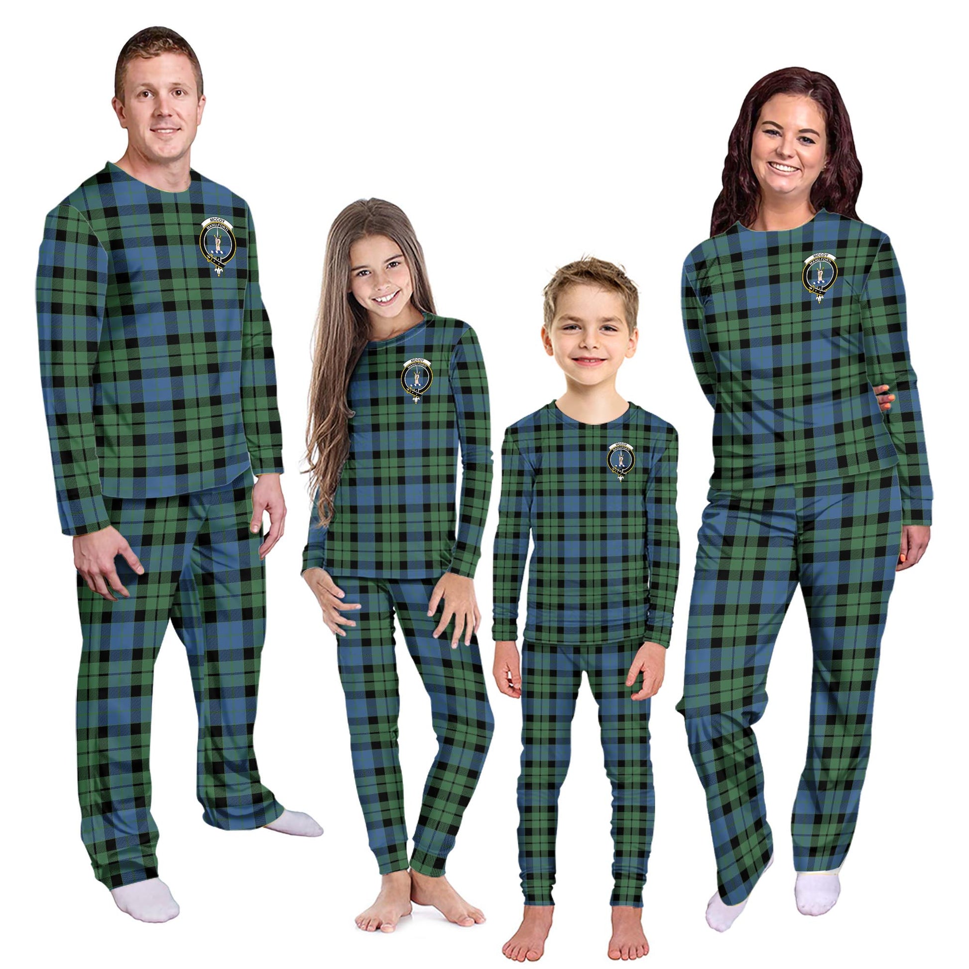 McCoy Ancient Tartan Pajamas Family Set with Family Crest - Tartanvibesclothing