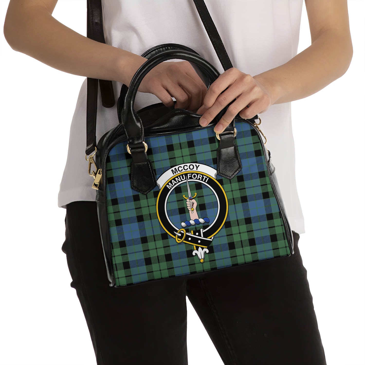 McCoy Ancient Tartan Shoulder Handbags with Family Crest - Tartanvibesclothing